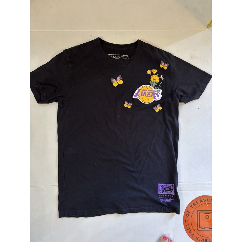 LA Lakers State Flower Shirt Men's M Butterfly Mitchell & Ness Hardwood Classic - Picture 1 of 6